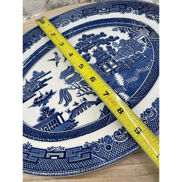 Vintage 12" Oval Blue Willow Serving Dish Plate Johnson Brothers England - Picture 5 of 6